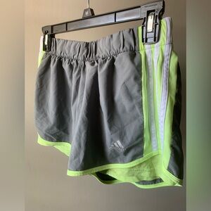 Adidas Women’s Climate Grey Active Shorts With Lime Green Accents Size Medium